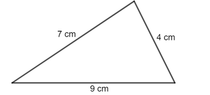 Cho tam giác như hình vẽ dưới đây.    Góc lớn nhất là  A. góc đối diện của cạnh 4 cm; (ảnh 1)