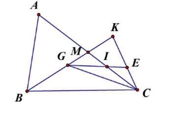 Cho tam giác ABC có đường trung tuyến BM. Trên tia BM lấy hai điểm G, K sao cho (ảnh 1)