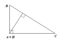 Cho tam giác ABC vuông tại A. Trực tâm của tam giác ABC  A. là điểm nằm bên trong tam giác; (ảnh 1)