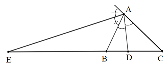 Cho ∆ABC có AB = 6 cm, AC = 9 cm, BC = 10 cm. Tia phân giác của  (ảnh 1)