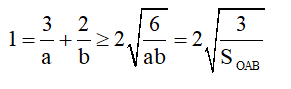 Trong mặt phẳng tọa độ Oxy, cho đường thẳng d đi qua điểm M(3; 2), cắt tia Ox tại A và cắt tia Oy tại (ảnh 1)