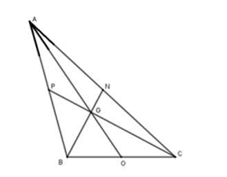 Cho ΔABC có hai đường trung tuyến BN, CP vuông góc với nhau tại G. Biết độ dài  (ảnh 1)