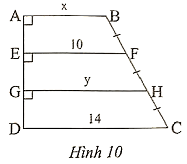 Cho Hình 10, tính độ dài x, y (ảnh 1)