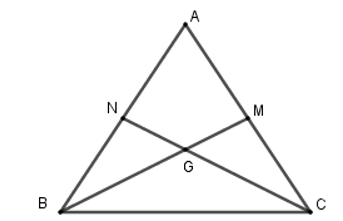 Cho ΔABC cân tại A có hai đường trung tuyến BM, CN cắt nhau tại G. Tam giác GBC là tam giác (ảnh 1)