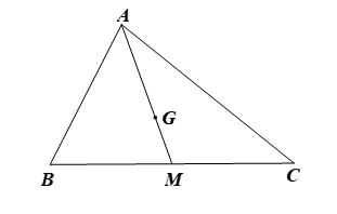 Tam giác ABC có trung tuyến AM = 9 cm và trọng tâm G. Độ dài đoạn AG là A. 4,5 cm; B. 3 cm; C. 6 cm; D. 8 cm. (ảnh 1)