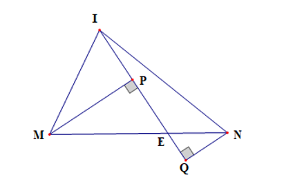 Cho tam giác IMN. Trên MN lấy E (IE không vuông góc với MN). Kẻ MP, NQ vuông góc IE. Cho các khẳng định sau: (ảnh 1)