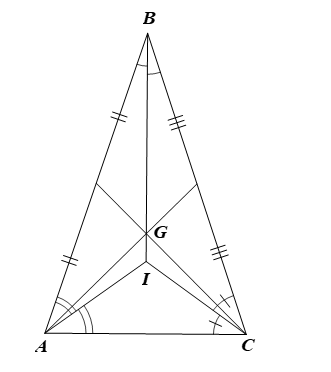 Cho ΔABC có trọng tâm G và I là giao của ba đường phân giác của tam giác ΔABC. Biết B; G; I  (ảnh 1)