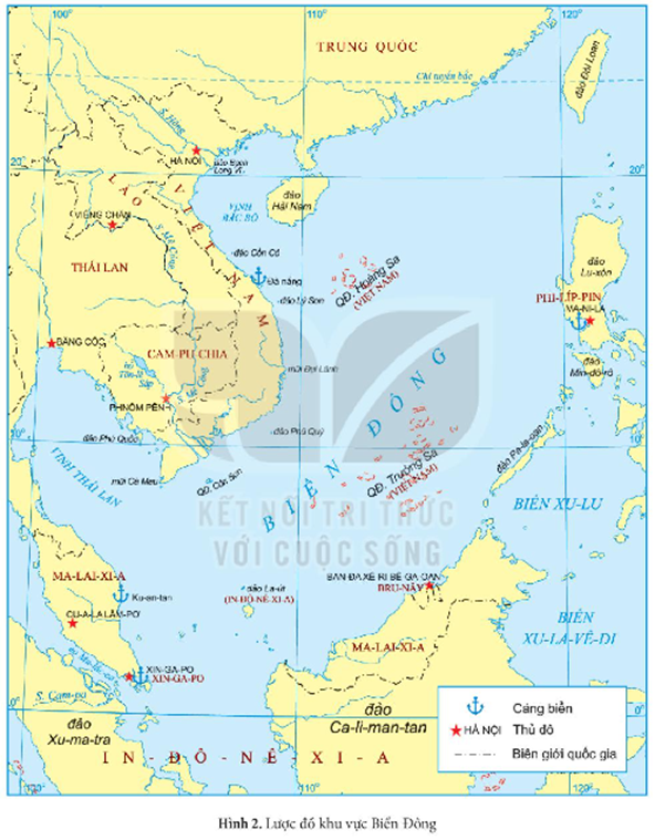 Xác định vị trí của một số đảo, quần đảo thuộc Biển Đông và quần đảo Hoàng Sa, quần đảo Trường Sa trên lược đồ Hình 2 (tr. 74 (ảnh 1)