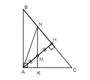 Cho ∆ABC vuông tại A có đường cao AH. Gọi M là trung điểm của AH, qua M kẻ đường thẳng song song (ảnh 1)