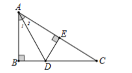 Cho tam giác ABC vuông tại B có AD là tia phân giác của góc BAC (D ∈ BC). Biết BD = 3 cm. (ảnh 1)