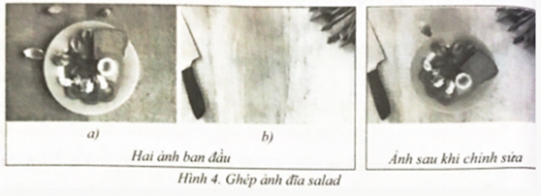 Em hãy mô tả các bước cần làm để từ hai bức ảnh bên trái tạo ra bức ảnh bên phải (ảnh 1)