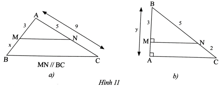 Tính các độ dài x, y trong Hình 11 (ảnh 1)