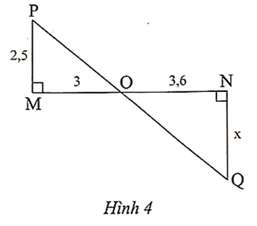 Độ dài x trong Hình 4 là A. 2,5; B. 2,9; C. 3; D. 3,2. (ảnh 1)