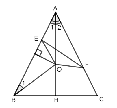 Cho tam giác ABC cân tại A có đường phân giác AH (H ∈ BC). Đường trung trực của cạnh AB cắt đường (ảnh 1)