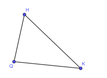 Cho tam giác HKQ có QH < QK < HK. Bất đẳng thức nào sau đây là đúng? (ảnh 1)