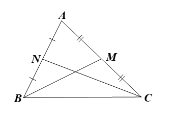 Trong mặt phẳng tọa độ Oxy, cho tam giác ABC có A(1; 3) và hai đường trung tuyến BM: (ảnh 1)