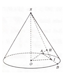 Cho hình nón đỉnh S có chiều cao bằng bán kính đáy và bằng 2a. Mặt phẳng (P) đi qua S cắt đường tròn đáy tại A (ảnh 1)