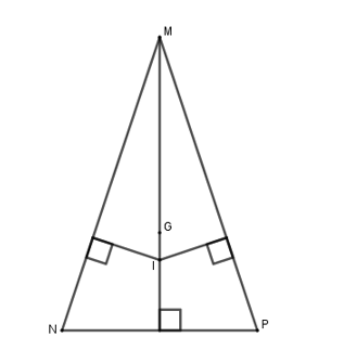 Cho tam giác MNP cân tại M có G là trọng tâm, I là điểm nằm trong tam giác và cách đều (ảnh 1)