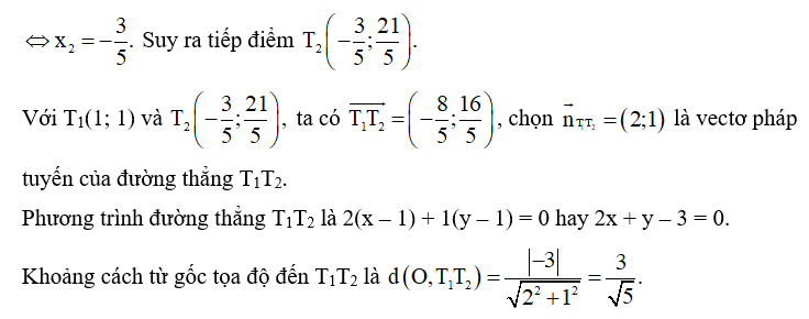 Trong mặt phẳng tọa độ Oxy, cho điểm M(–3; 1) và đường tròn (C): x2 + y2 – 2x – 6y + 6 = 0 (ảnh 3)