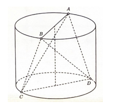 Cho khối trụ (T), AB và CD lần lượt là hai đường kính trên các mặt đáy của khối (T). (ảnh 1)