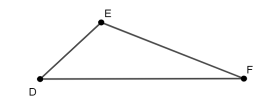 Cho tam giác DEF có DE < EF < DF. Bất đẳng thức nào dưới đây là sai? (ảnh 1)