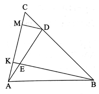 Cho tam giác ABC và điểm D trên cạnh BC sao cho BD/BC = 3/4 (ảnh 2)