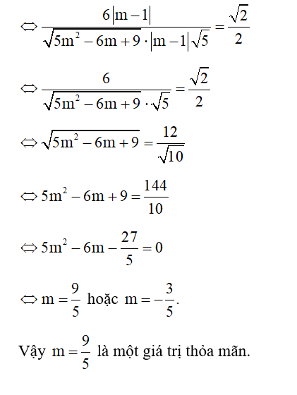 Trong mặt phẳng tọa độ Oxy, đường thẳng d1: 2mx + (m – 3)y – 1  = 0 tạo với đường thẳng (ảnh 2)