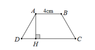 Cho hình thang cân ABCD có đáy nhỏ AB = 4 cm, đáy lớn CD = 7 cm. Biết diện tích hình thang bằng  (ảnh 1)