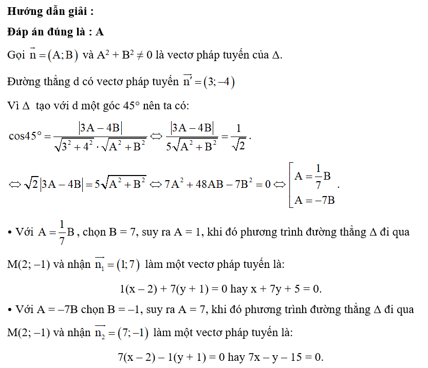 Trong mặt phẳng tọa độ Oxy, cho đường thẳng d: 3x – 4y – 12 = 0. Phương trình các đường (ảnh 1)