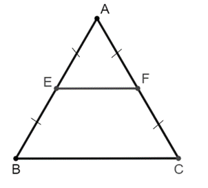 Cho tam giác ABC đều cạnh bằng 1 dm. Gọi E, F lần lượt là trung điẻm AB, AC (ảnh 1)
