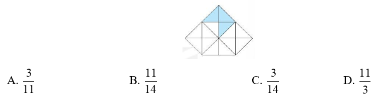 Khoanh vào chữ đặt trước câu trả lời đúng. a) Phân số chỉ phần đã tô màu của hình bên là: (ảnh 1)