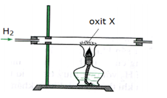 Tiến hành phản ứng khử oxit X thanh kim loại bằng khí H2 (dư) theo sơ đồ hình vẽ dưới đây:   Oxit X là  A. CuO.	B. K2O.	C. MgO.	D. Al2O3. (ảnh 1)