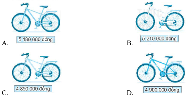 b) Xe đạp nào dưới đây có giá tiền cao nhất? (ảnh 1)