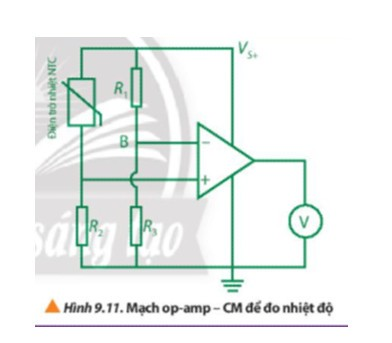 Hình 9.11 là một mạch điện op-amp - CM dùng để đo nhiệt độ (ảnh 1)