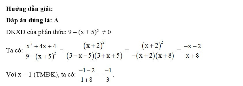 Biểu thức  có giá trị bằng bao nhiêu với x = 1 (ảnh 1)