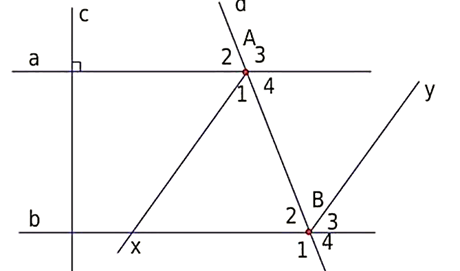Xem hình vẽ, cho biết a// b và c vuông góc a. a) Đường thẳng c (ảnh 1)