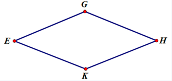 Cho hình thoi EGHK với O là giao điểm của 2 đường chéo (ảnh 1)