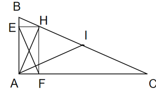 Cho tam giác ABC vuông tại A, đường cao AH, vẽ HE vuông góc AB (ảnh 1)