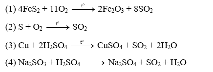 Cho các phản ứng sinh ra khí SO2: (1) 4FeS2 + 11O2 t độ suy ra (ảnh 1)