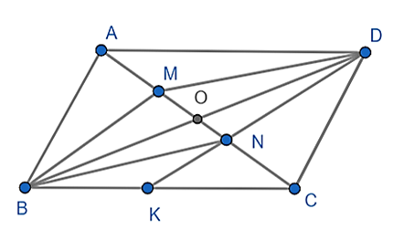 Cho hình bình hành ABCD và O là giao điểm của AC và BD (ảnh 1)