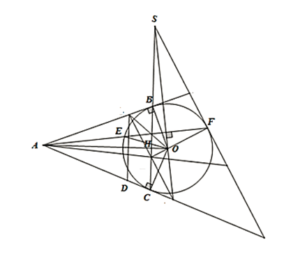 Từ điểm A ở ngoài đường tròn (O), kẻ hai tiếp tuyến AB, AC  (ảnh 1)