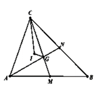 o tam giác ABC, IG vuông góc với IC trong đó I là tâm đường tròn (ảnh 1)