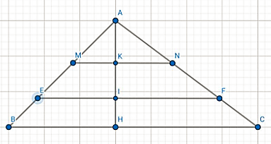 Cho tam giác ABC có đường cao AH. Trên AH, lấy các điểm K, I (ảnh 1)