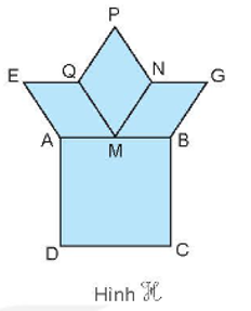 Viết tiếp vào chỗ chấm cho thích hợp. Cho ABCD là hình vuông, MNPQ là hình thoi, AEQM và MNGB là hai hình bình hành. Bốn hình đó tạo thành hình H. Trong hình H có:   a) Hai đoạn thẳng vuông góc với nhau là:  (ảnh 1)