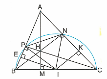 Cho tam giác nhọn ABC có trực tâm H và góc BAC = 60 độ (ảnh 1)