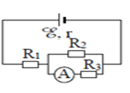 Cho mạch điện có sơ đồ như hình bên:  E = 12 V; R1 = 4,5 ôm; R2 = R3 = 10 ôm (ảnh 1)