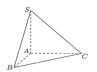 Cho khối chóp S.ABC có đáy là tam giác vuông cân tại A, AB = 2, SA vuông góc với đáy và SA = 3 (tham khảo hình bên).   (ảnh 1)