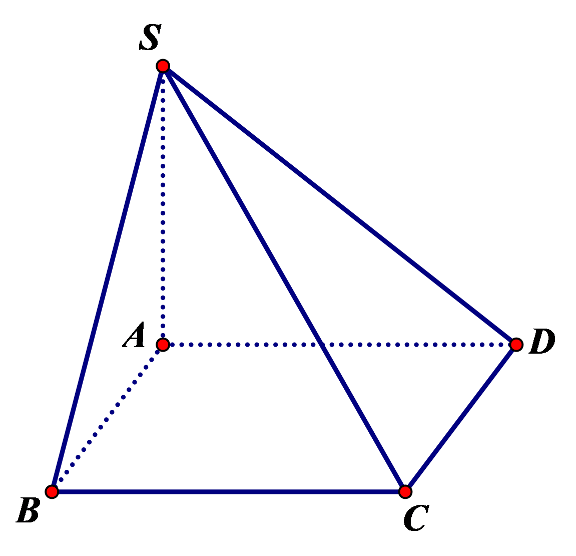 Cho hình chóp S.ABCD, có đáy ABCD là hình vuông cạnh a, SA vuông góc (ABCD) và SA = a căn 3/3 (tham khảo hình bên dưới). Khoảng cách từ điểm A  (ảnh 1)