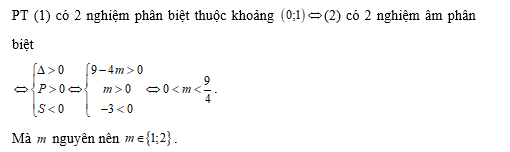 Cho phương trình log(3)^2(3x) + log(3)x + m - 1 = 0 ( m là tham số thực). Có bao nhiêu giá trị nguyên của   để phương trình  (ảnh 2)