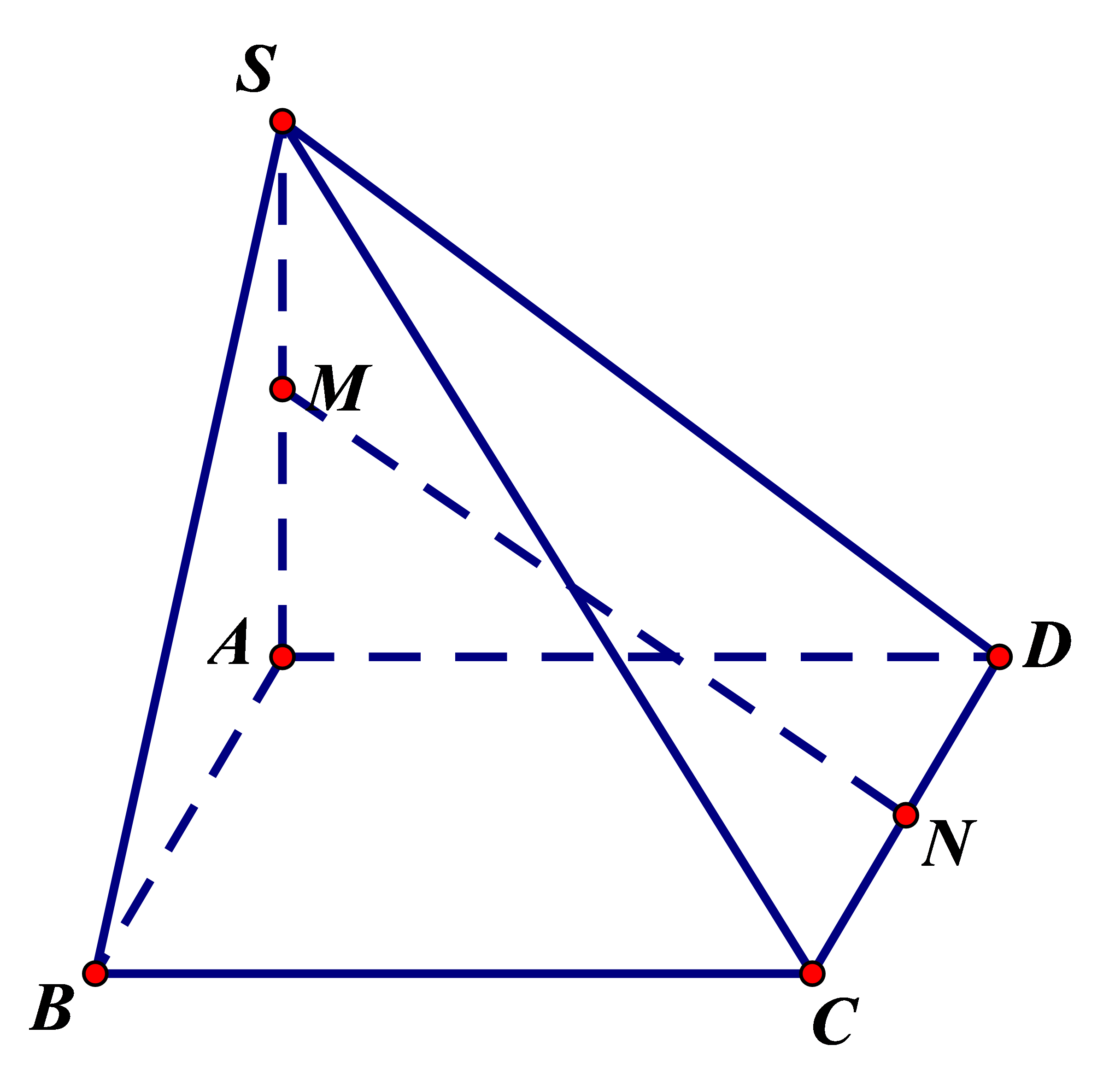 Cho hình chóp S.ABCD có đáy là hình vuông cạnh bằng 2a, SA vuông góc với mặt phẳng đáy và SA bằng 2a. Gọi M ,N lần lượt là trung điểm  (ảnh 1)